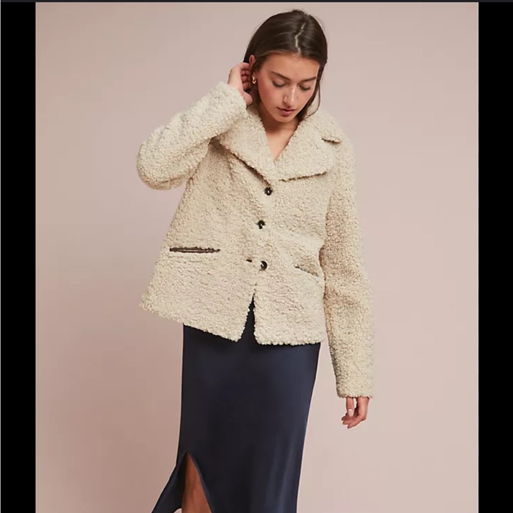 Anthropologie Fleece button up Jacket size L